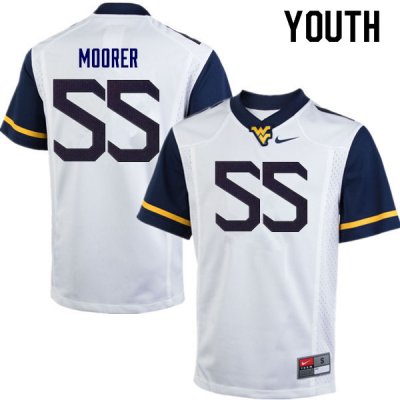 Youth West Virginia Mountaineers NCAA #55 Parker Moorer White Authentic Nike Stitched College Football Jersey KO15I88ZD